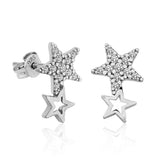 Boucles d'oreilles femme étoile filante en argent